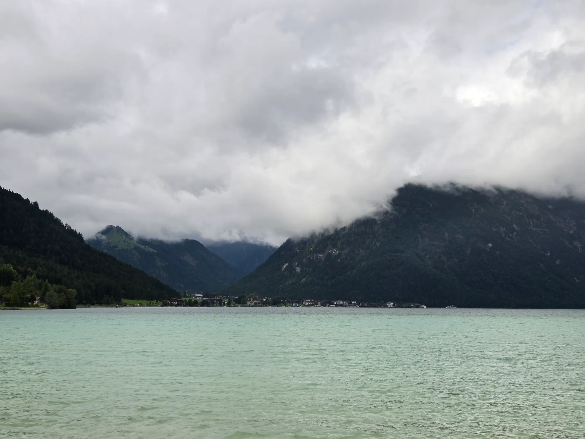 The Achensee under grey clouds
