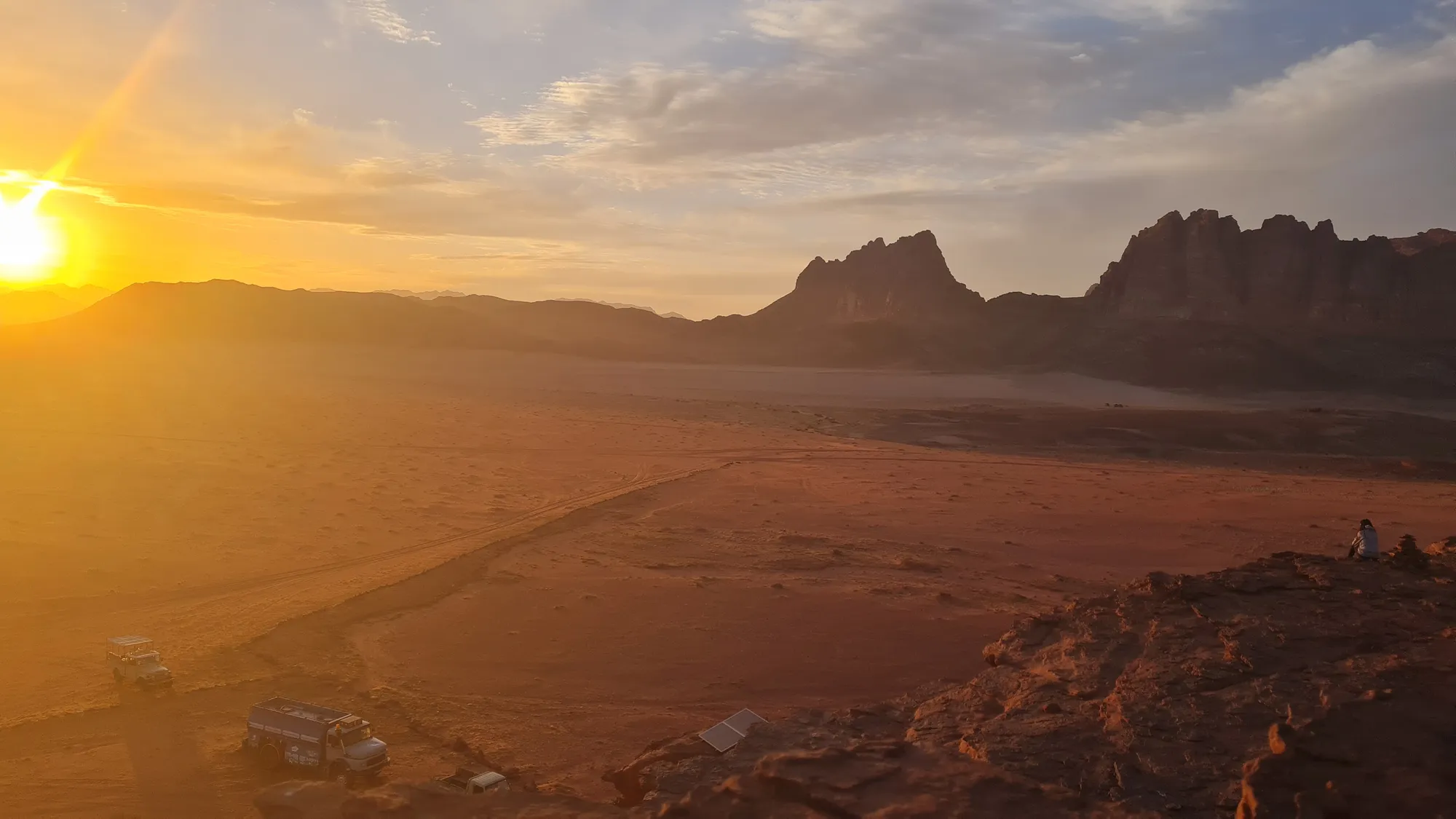 Sunset over the rocks of Wadi Rum