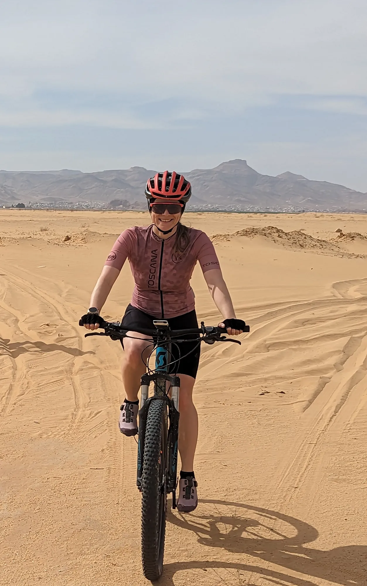Riding through the sand on the way to Wadi Rum