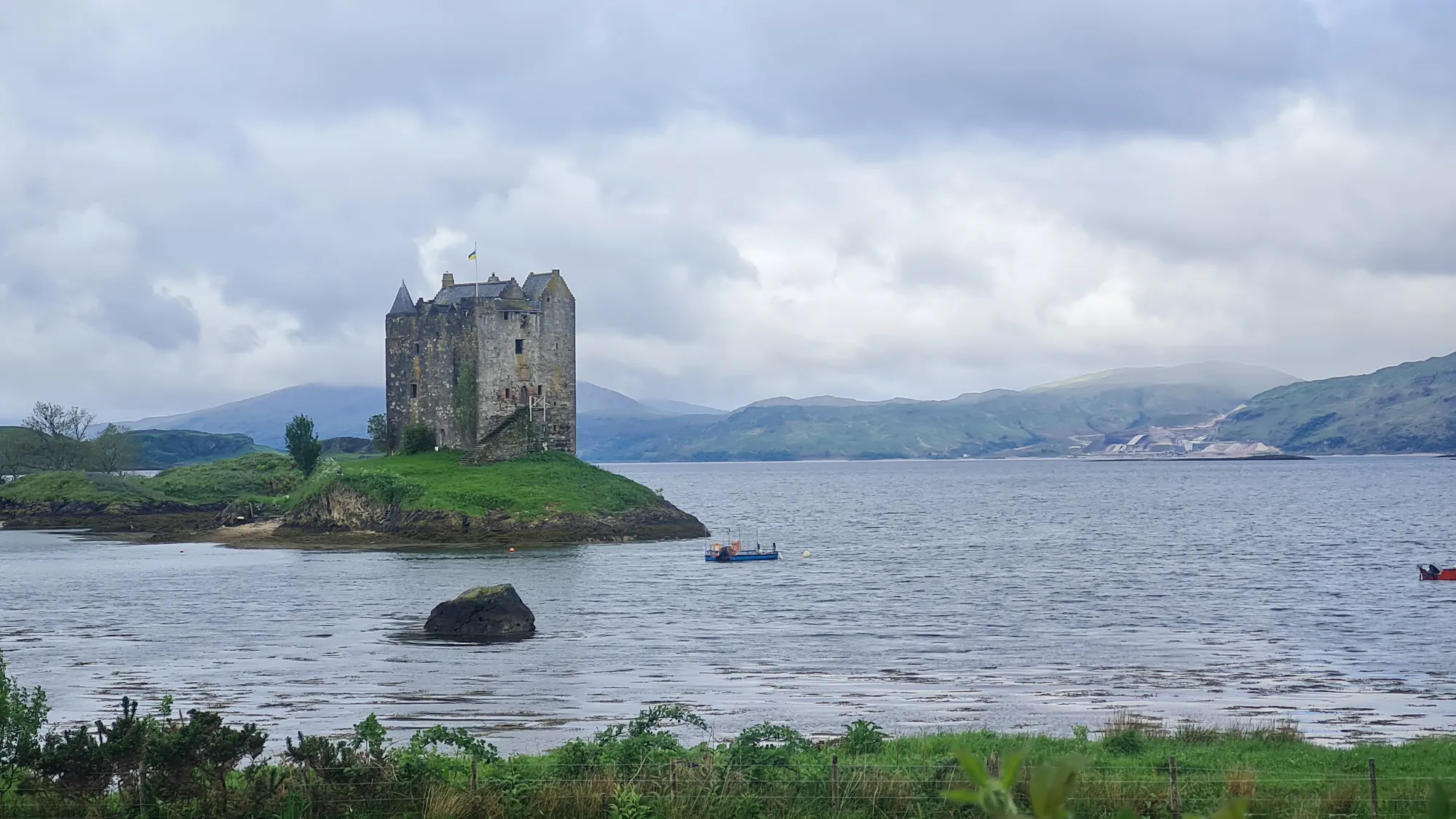 Castle Stalker on its small island in Loch Laich