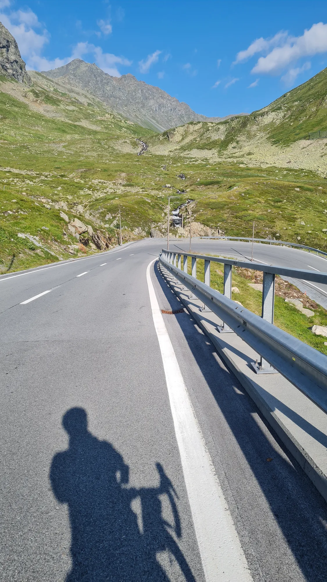 My shadow on the descent into the Engadin