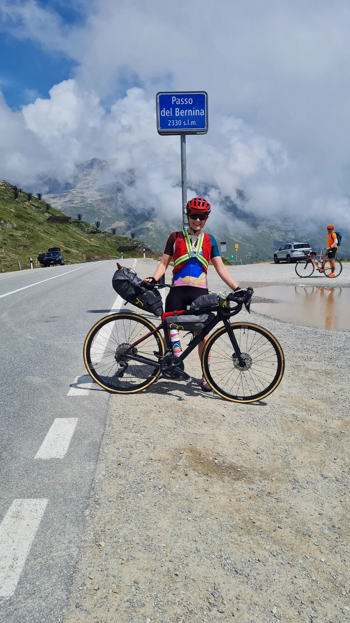 At the Passo del Bernina sign