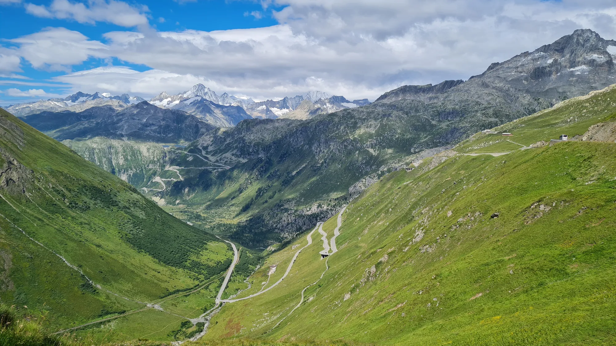 View from the Furkapass of the hairpins up to the Grimsel